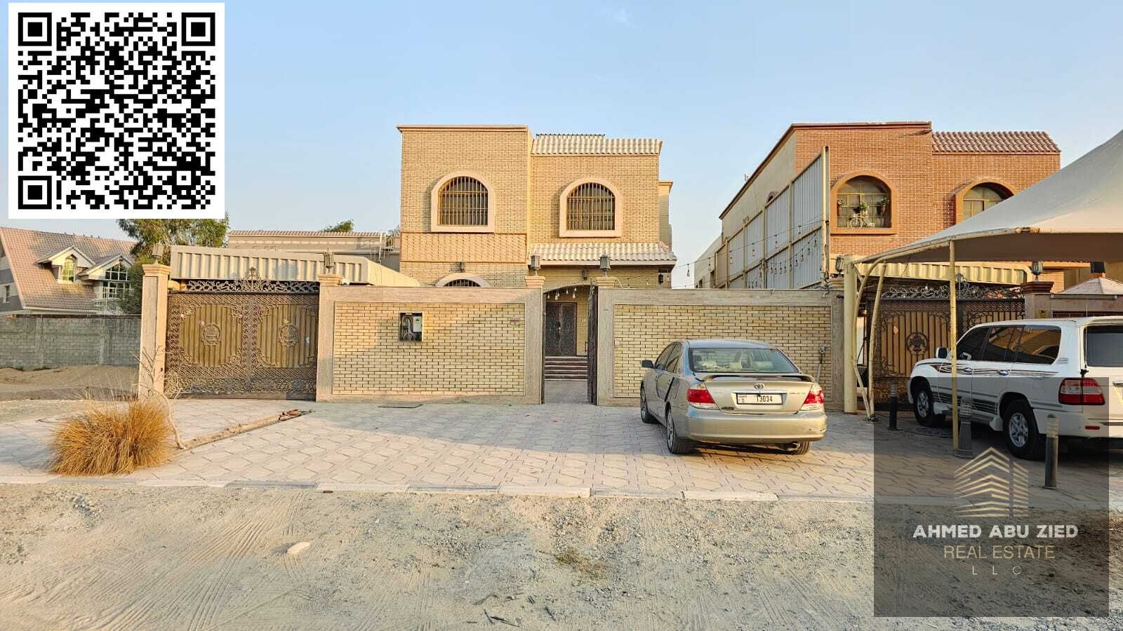The most luxurious and affordable villa for annual rent in Al Muwaihat 2. It consists of 5 master bedrooms, a spacious living room, a lounge, and a ki