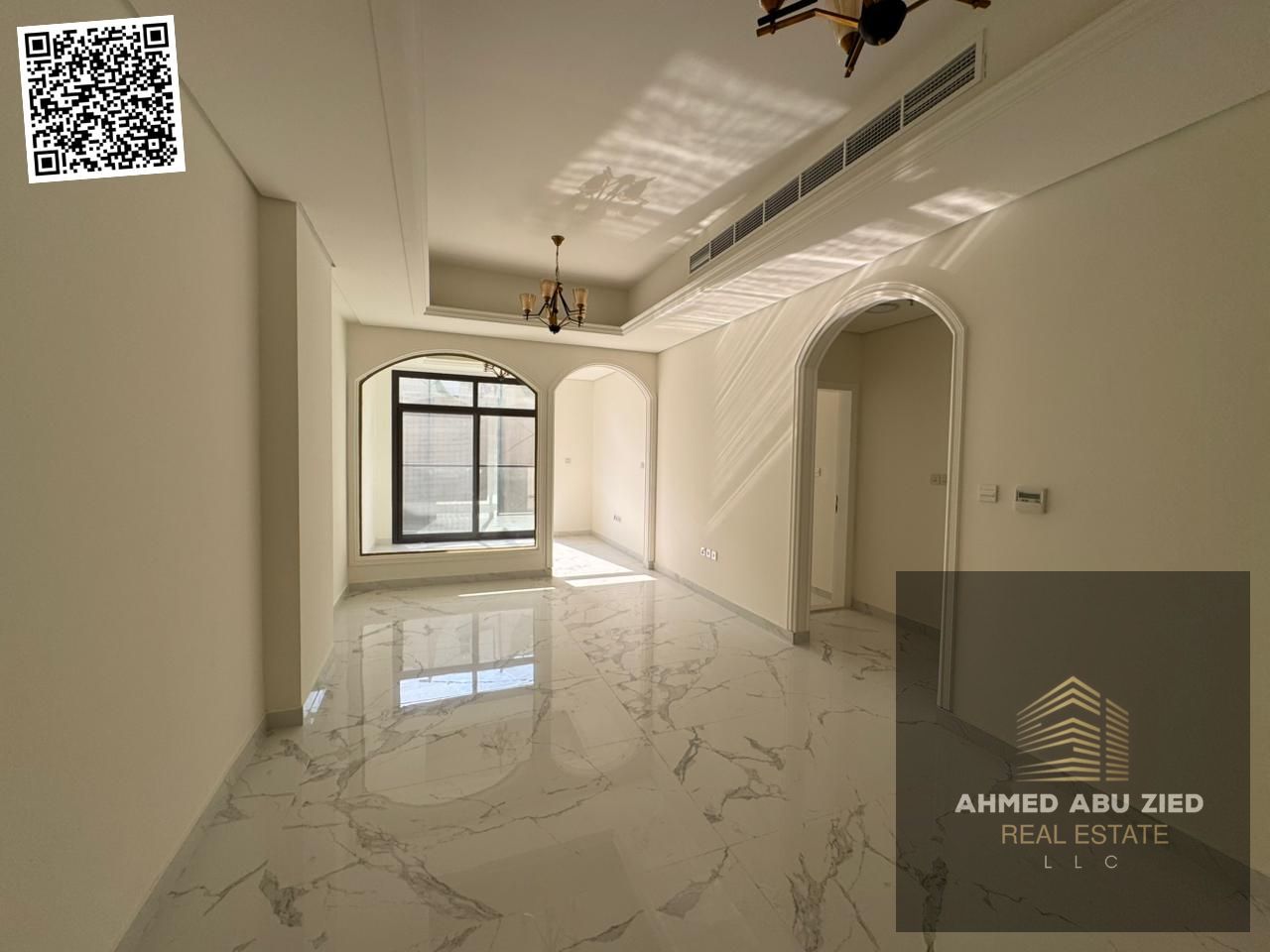 Upscale and luxurious one-bedroom apartment, first occupancy, living room and majlis, swimming pool available in the building, new finishing and high-