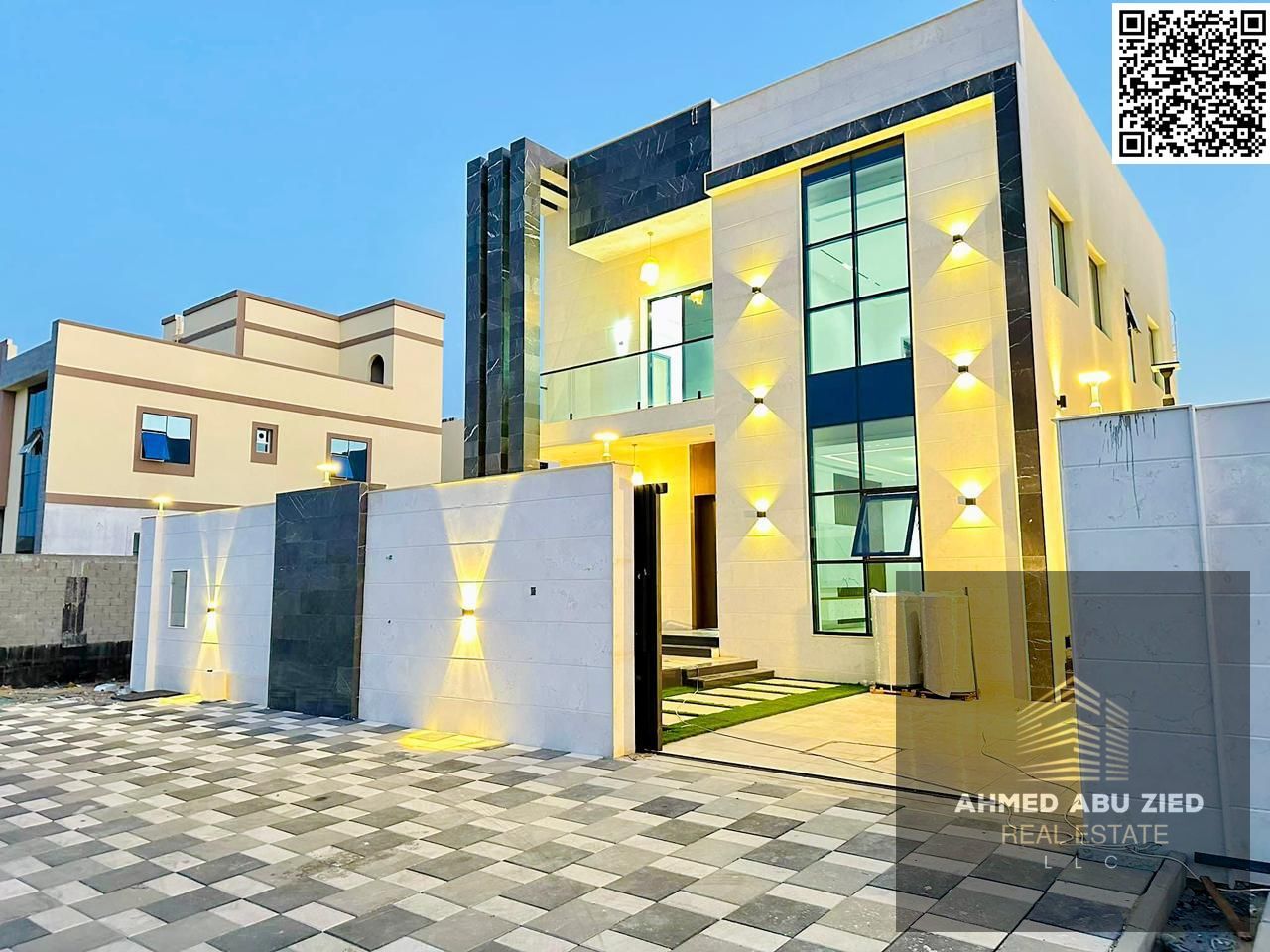 Luxurious and elegant villa with 4 bedrooms, a large living room, a majlis (formal sitting room), a very spacious kitchen, 5 bathrooms, central air c