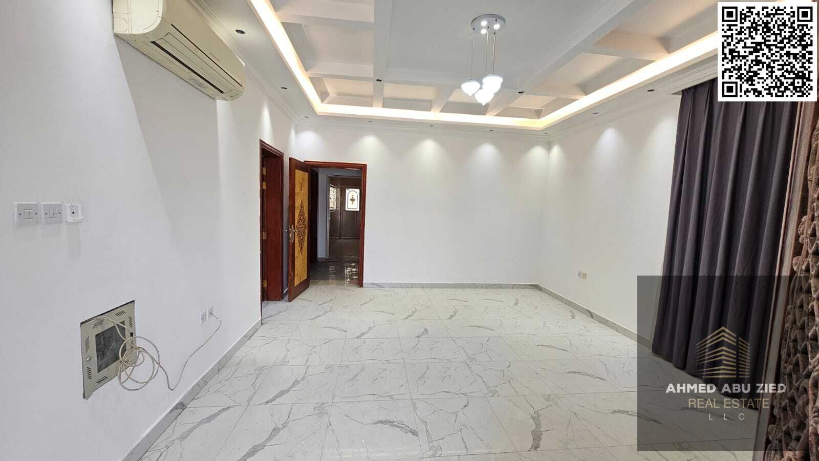 Luxurious and spacious villa with 5 master bedrooms, a very large living room, a spacious majlis, a fully equipped kitchen, split air conditioning, pa