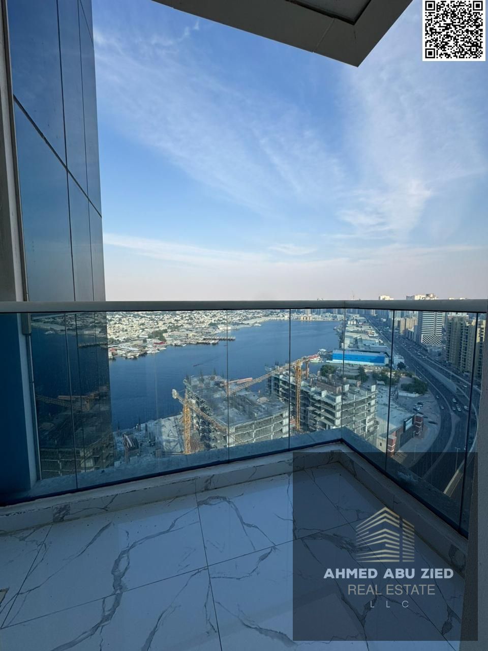 Upscale and luxurious 3-bedroom apartment with a living room, spacious kitchen, 3 bathrooms, balcony, open view, central air conditioning, gym and swi