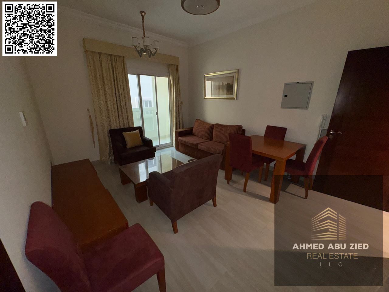 One bedroom and living room for annual rent, high-end finishing, new building, fully furnished, one month free, central air conditioning, bathroom, ki