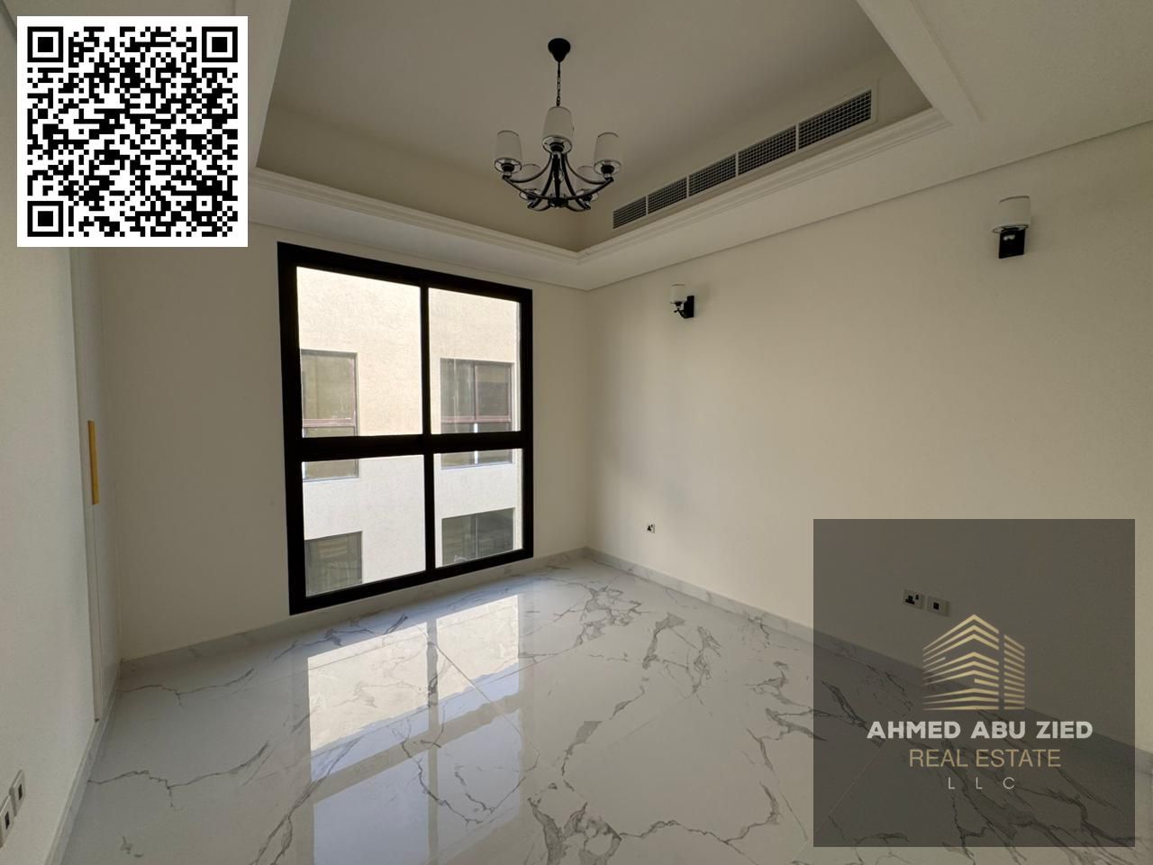 The finest and most luxurious two-bedroom apartment in Al Muwaihat, Ajman, first occupancy, 2 bathrooms, majlis and lounge, balcony, swimming pool, on