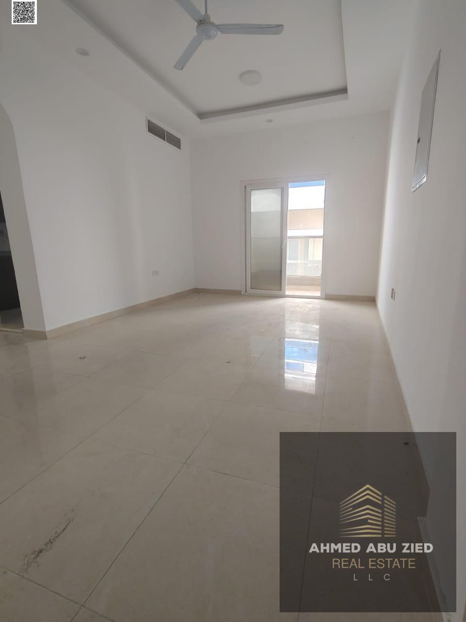 Great golden opportunity for annual rent in Ajman. Large hall with balcony, master bedroom, central AC, close to all services and near Mohammed Bin Za