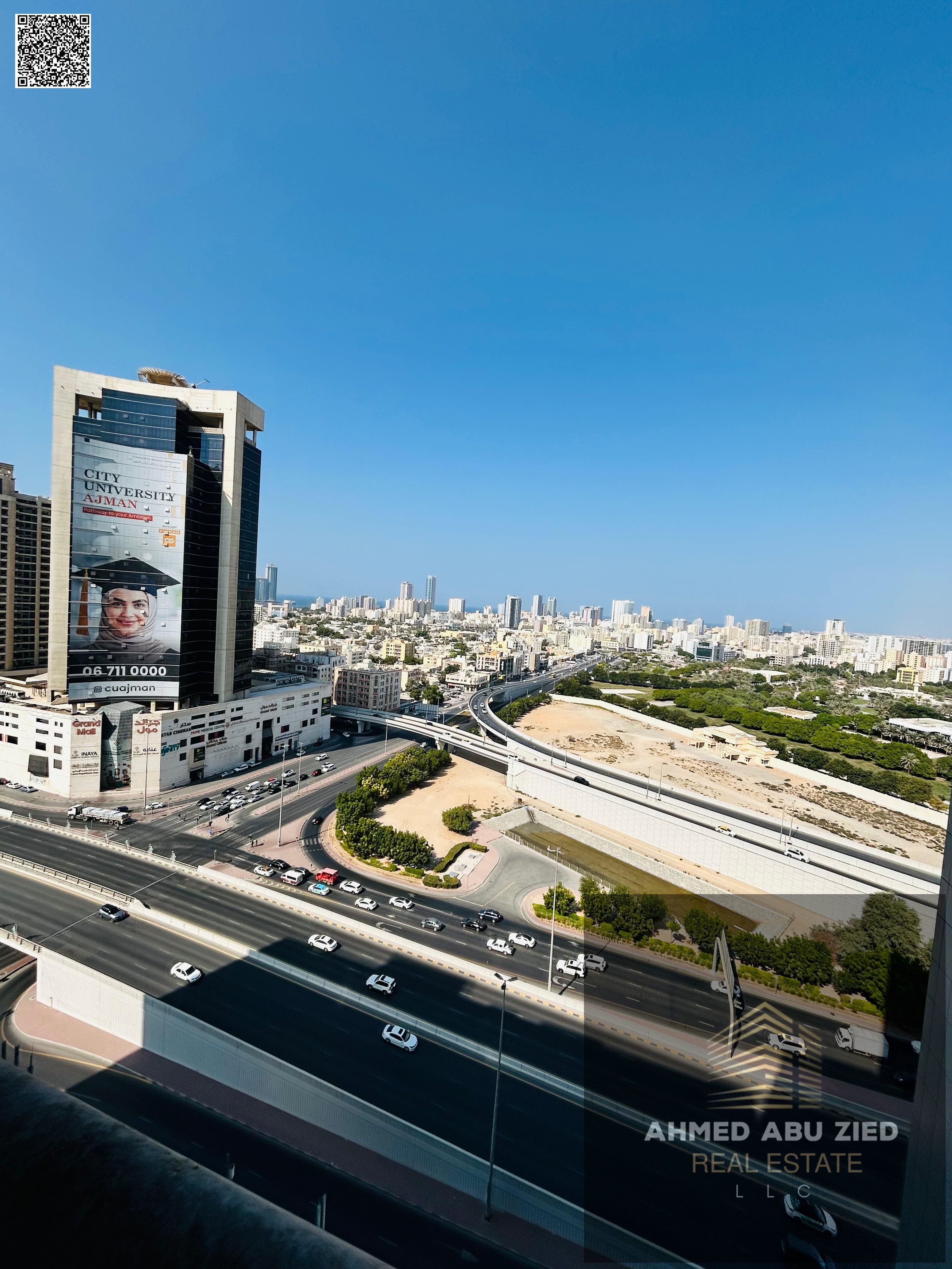 Two-bedroom apartment in Al Naeemiya 3, Ajman – 2 balconies, stunning view, hotel-style finish, spacious, central AC, prime location near Dubai & Shar