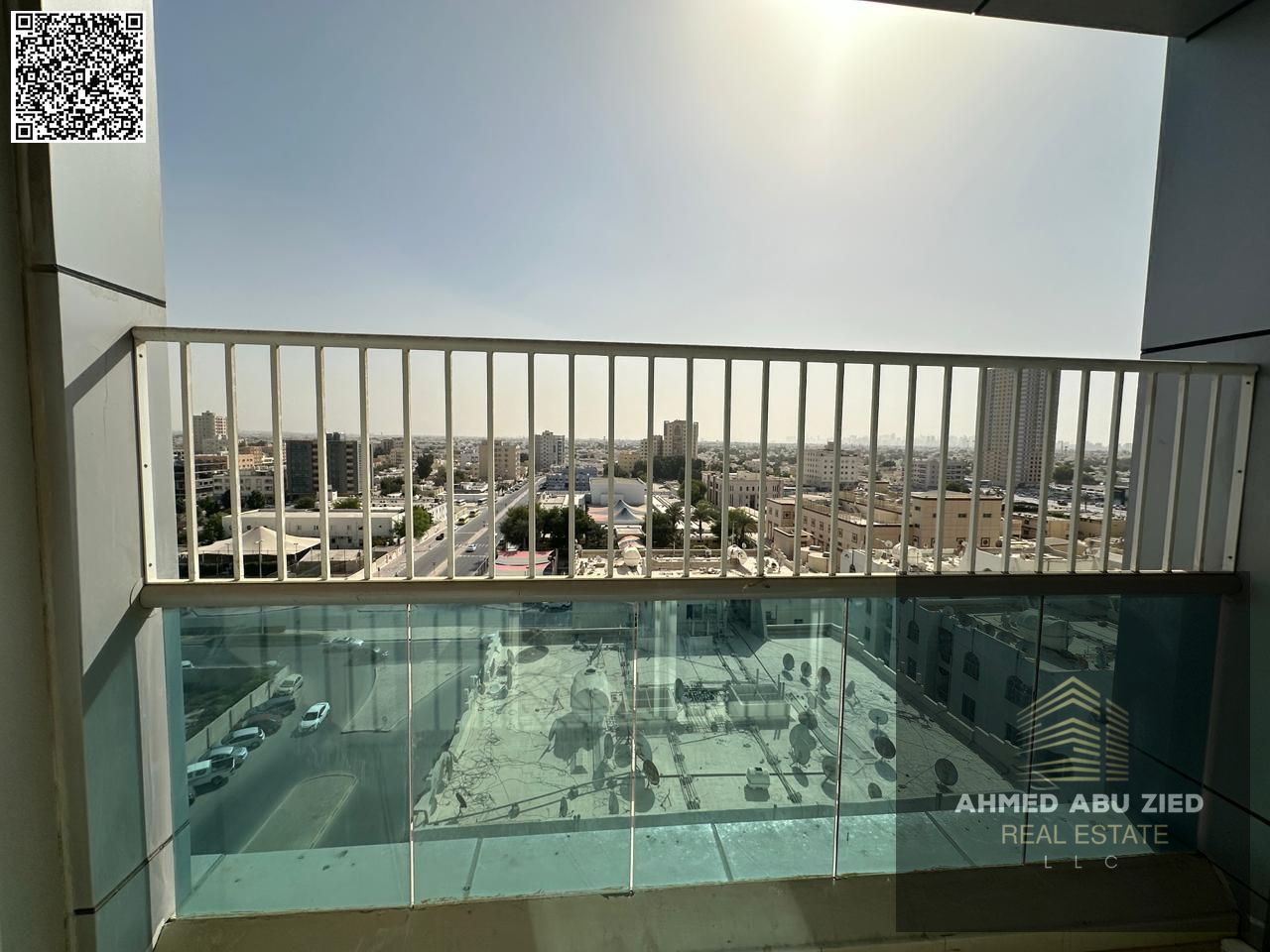 2BR flat in Al Nuaimiya 3: spacious layout, 2 baths, central AC, balcony with stunning view, quality finish, prime lively location.