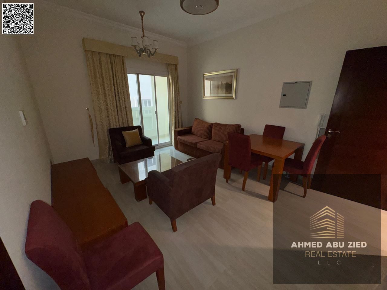 **Annual rent with furniture in Al Jurf 1 – 1BR, free month, free internet, balcony, 1 bath, central AC, spacious layout, quality finish, flexible pay