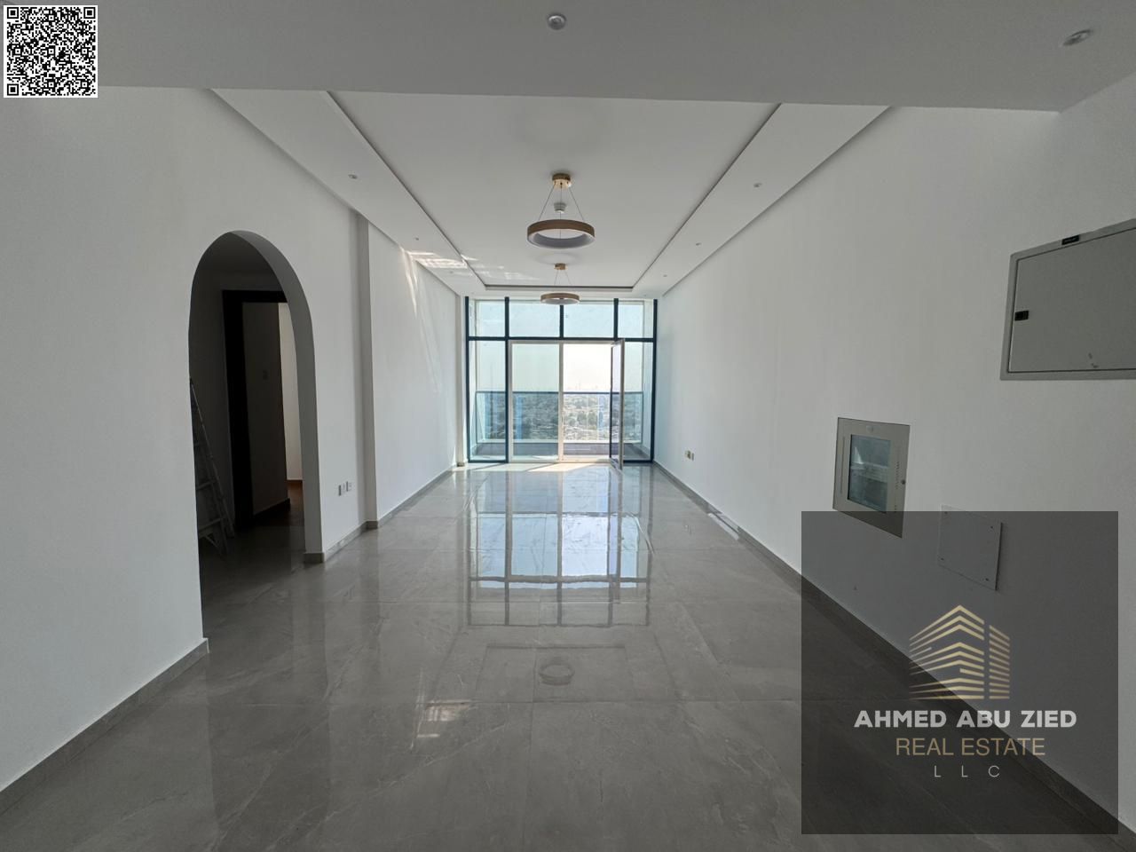 First tenant 2BR apartment with living room opposite Sharjah residences, private parking, spacious, super deluxe finish, balcony, great view, near ser