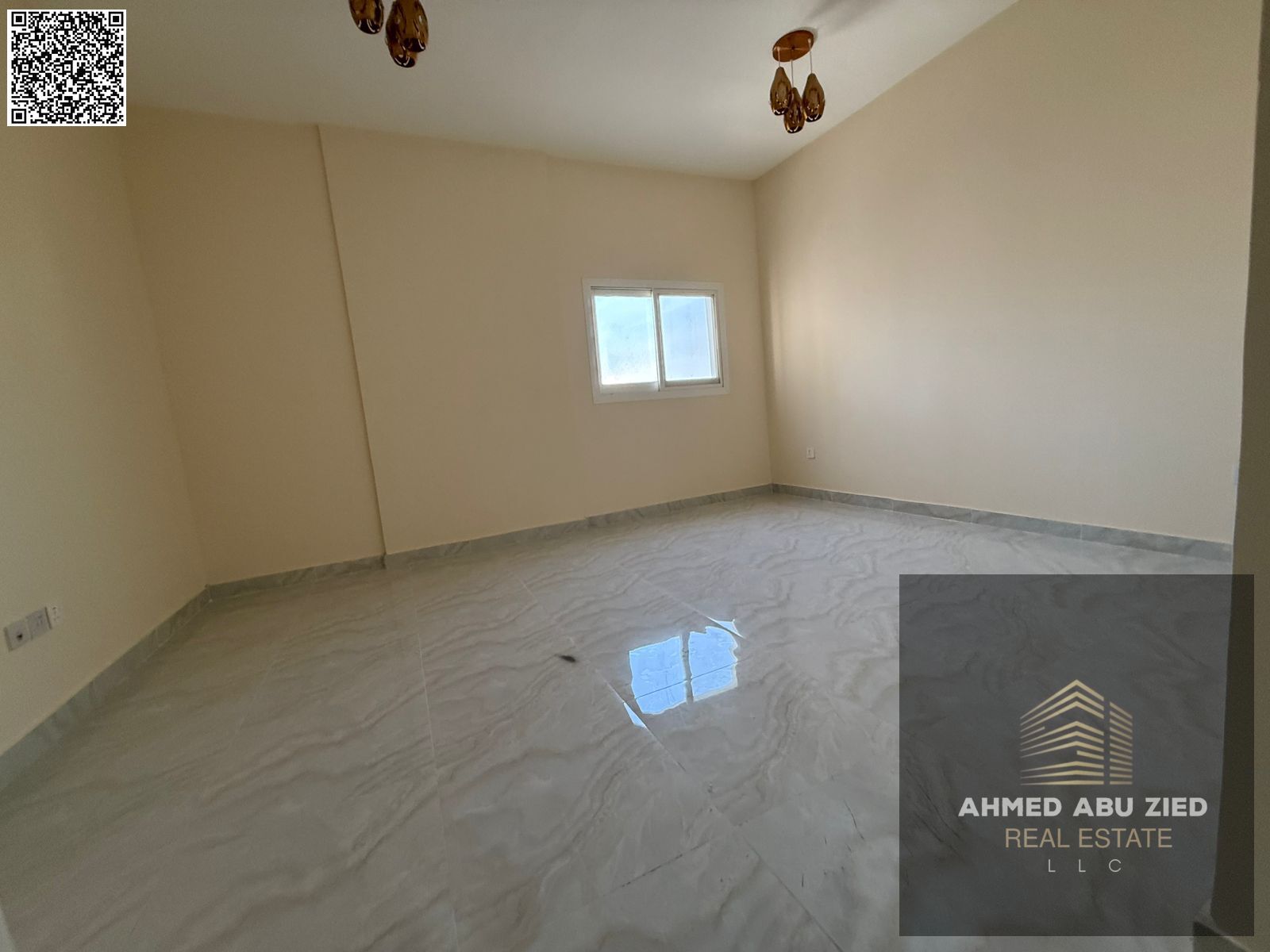 First-occupancy studio for annual rent in Al Jurf 3. Large studio, semi-separate kitchen, central AC, easy payments, premium finish, spacious, prime l