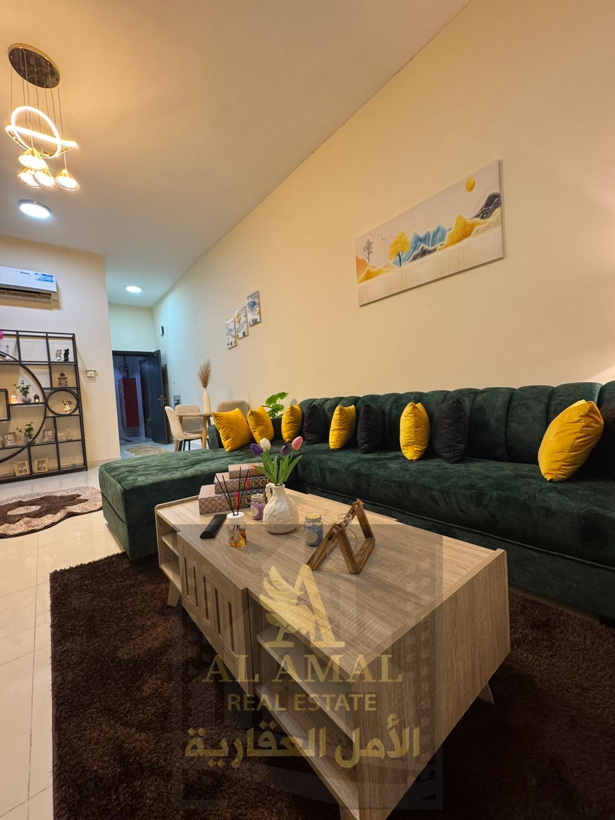 Furnished one bedroom and living room with super deluxe furnishings for monthly rent in Al Rawda