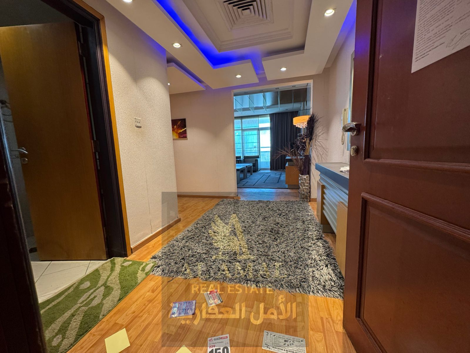 A very large one-bedroom apartment with a living room is available for annual rent, fully furnished, in Al Rashidiya 1 – Horizon Towers.