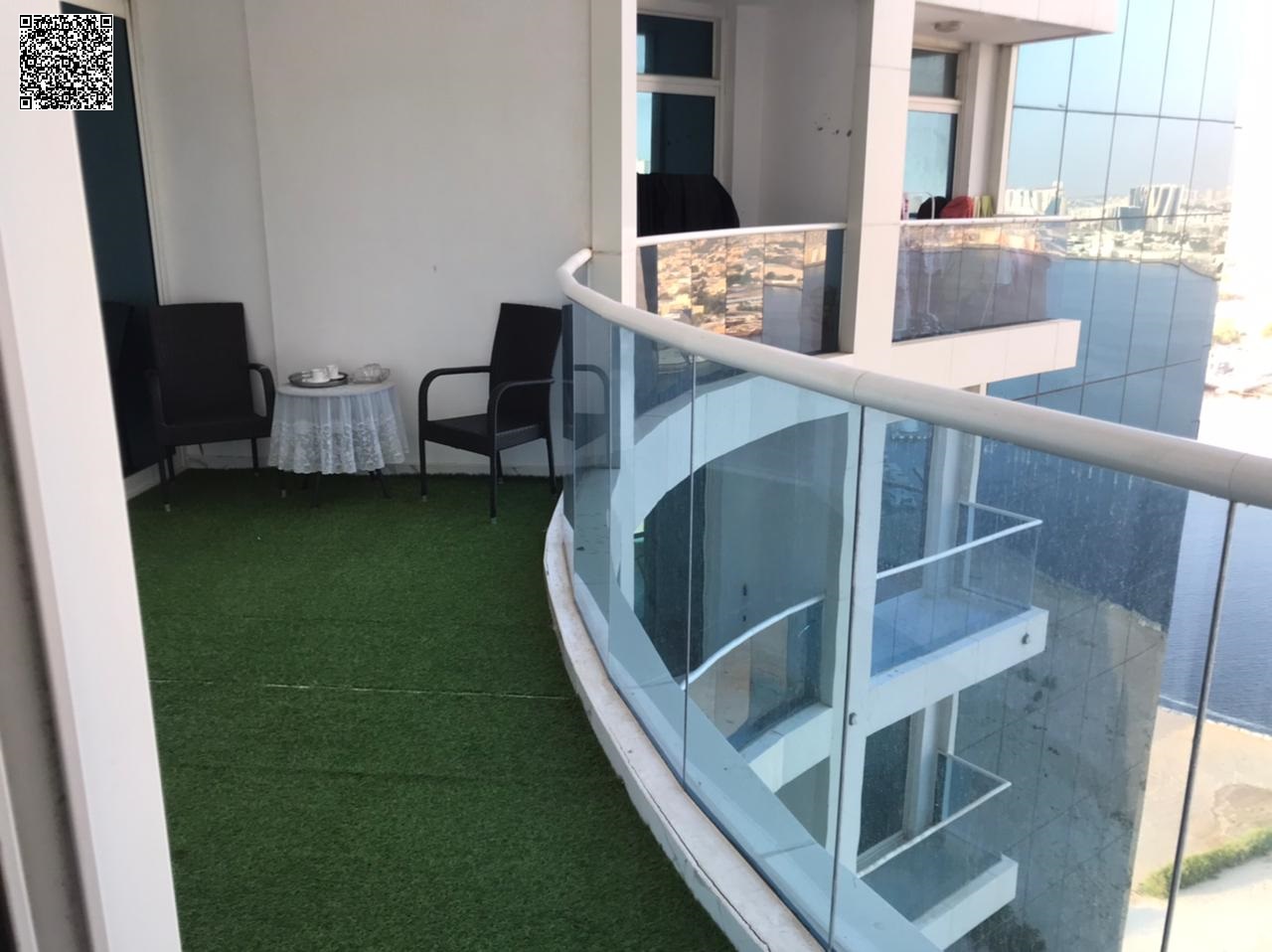 1BHK apartment for sale with sea view, cash only, in Oasis Towers. Largest spaces with gym, swimming pool, and parking inside the tower.