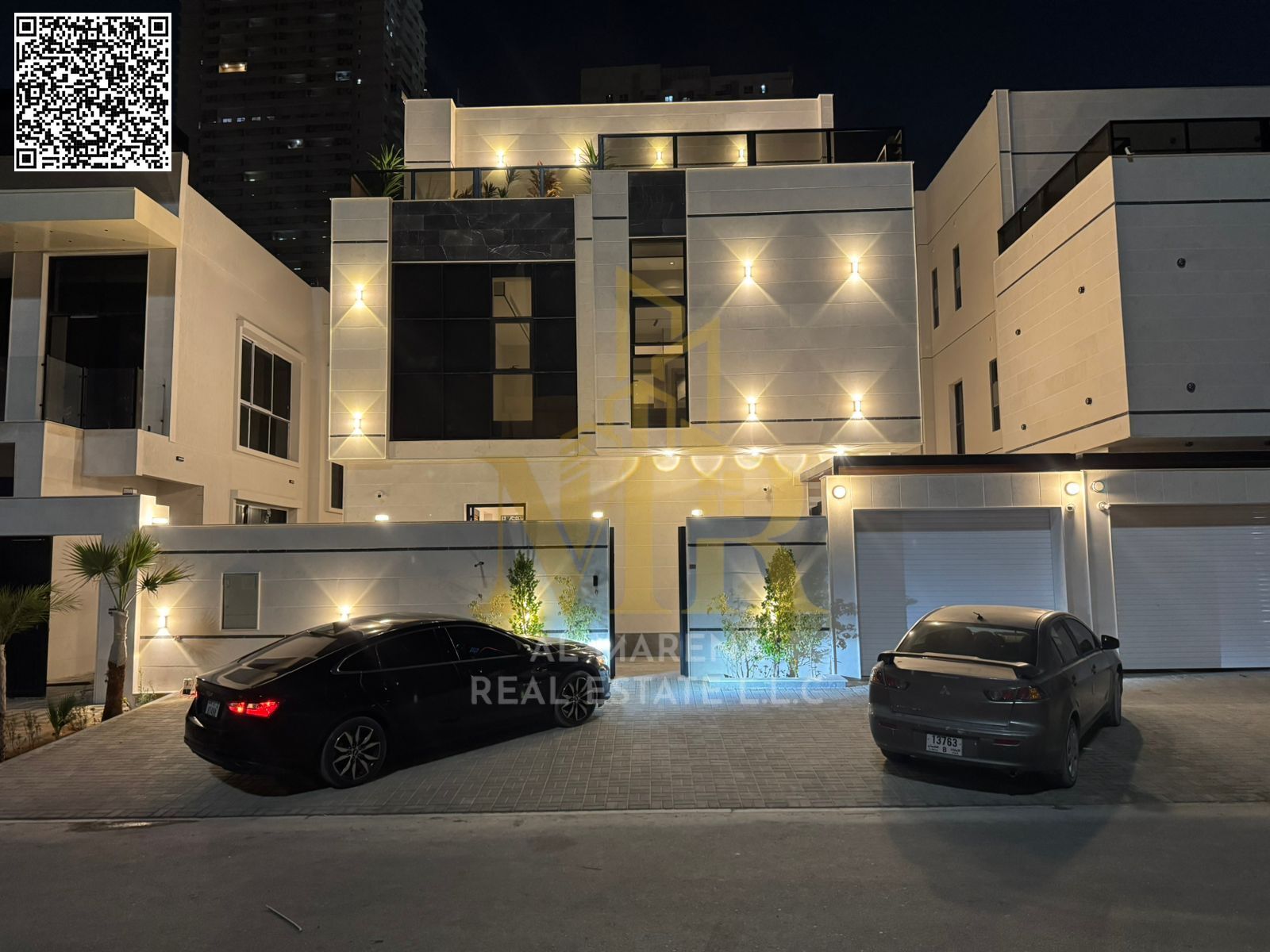 Villa for sale in Al-Amrah area, 7 rooms with swimming pool and roof, including electricity, water and air conditioning, super deluxe finishing, bank