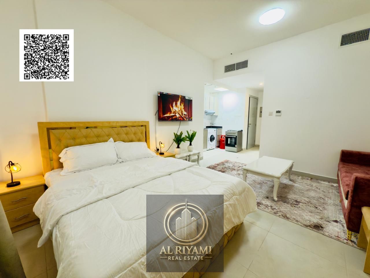 Furnished studio apartment with new furniture in Ajman Corniche – a tourist location close to the sea