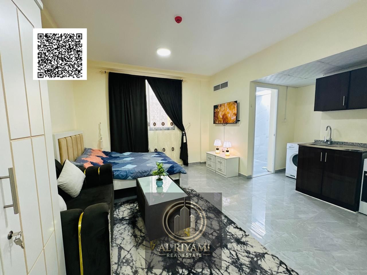 Furnished studio apartment with new furniture for rent in Ajman Corniche