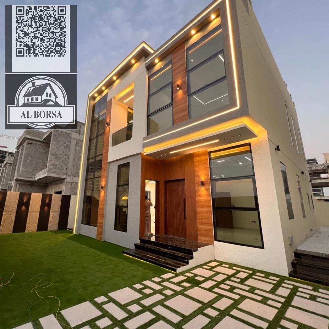Luxurious modern villa for sale in Al Helio 2 | 4 master bedrooms + majlis + 2 living rooms + large yard | Includes registration and ownership fees