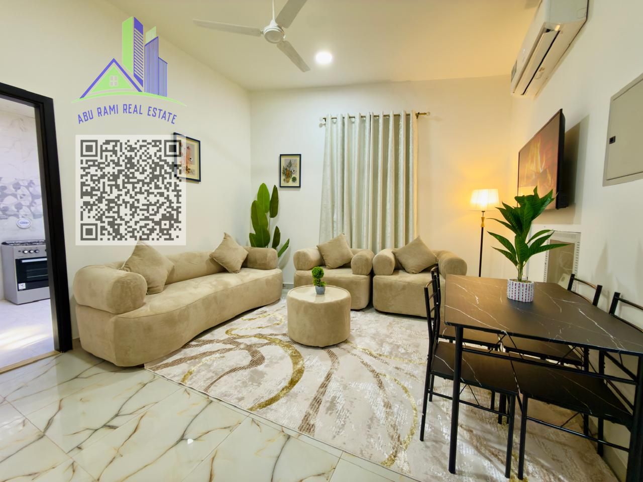 Furnished one-bedroom apartment for rent on a monthly basis - in Al Rashidiya 3 - next to Grand Mall and opposite the Ladies' Park
