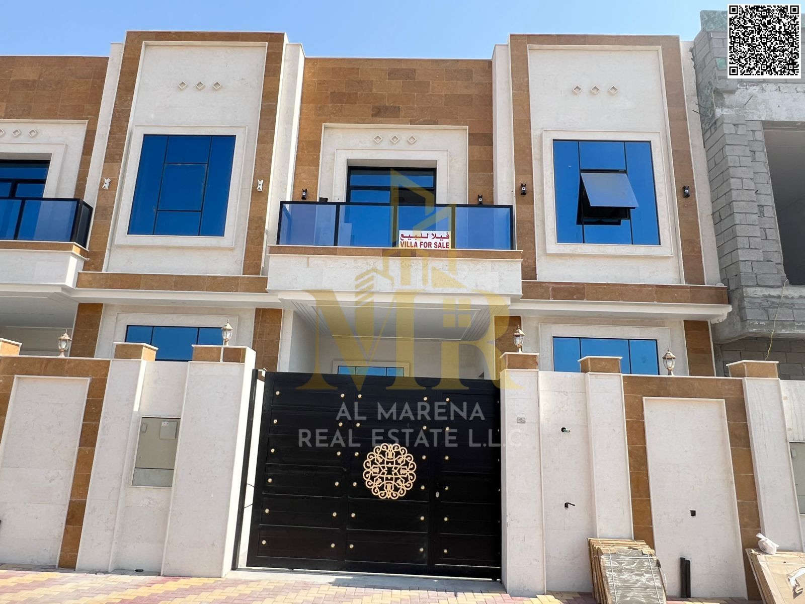Luxury villa for sale in Al Yasmin – 5 master bedrooms | Two floors and a roof | Prime location behind the park, all-inclusive price