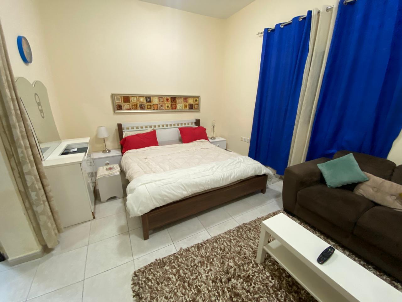 Monthly furnished studio for rent in Ajman Al Jurf 2 area featuring a spacious layout and clean modern furniture ready for immediate move in including
