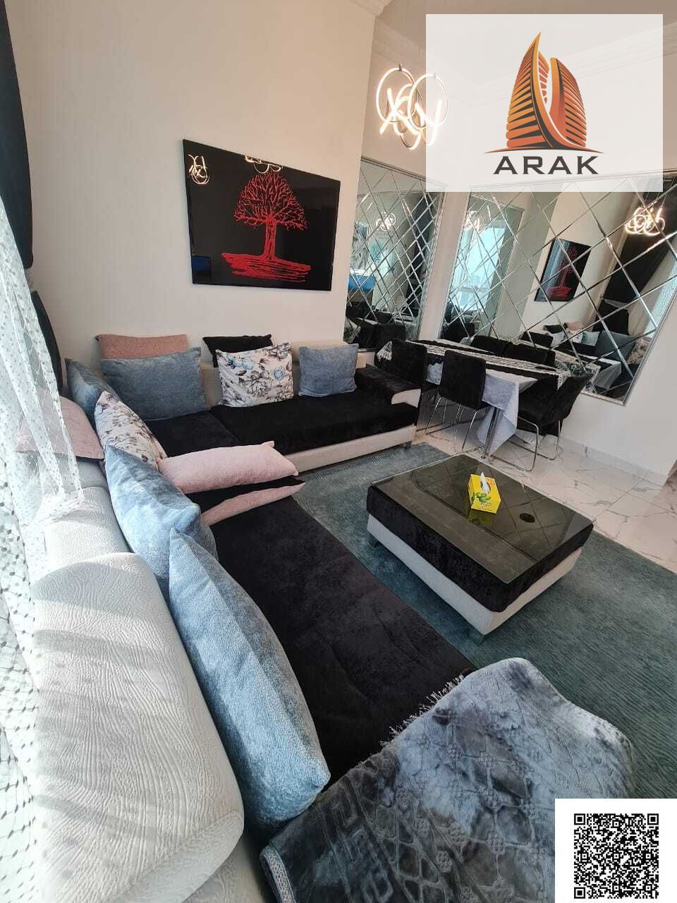 Super deluxe one bedroom apartment for monthly rent in Ajman located in Al Waha Tower 1 with a
