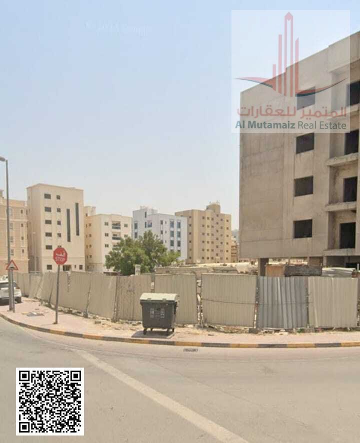For sale in Ajman, residential/commercial land in Al Nakheel 2, area 2314 sq ft, G+4 corner plot on two streets, asking price 1,500,000