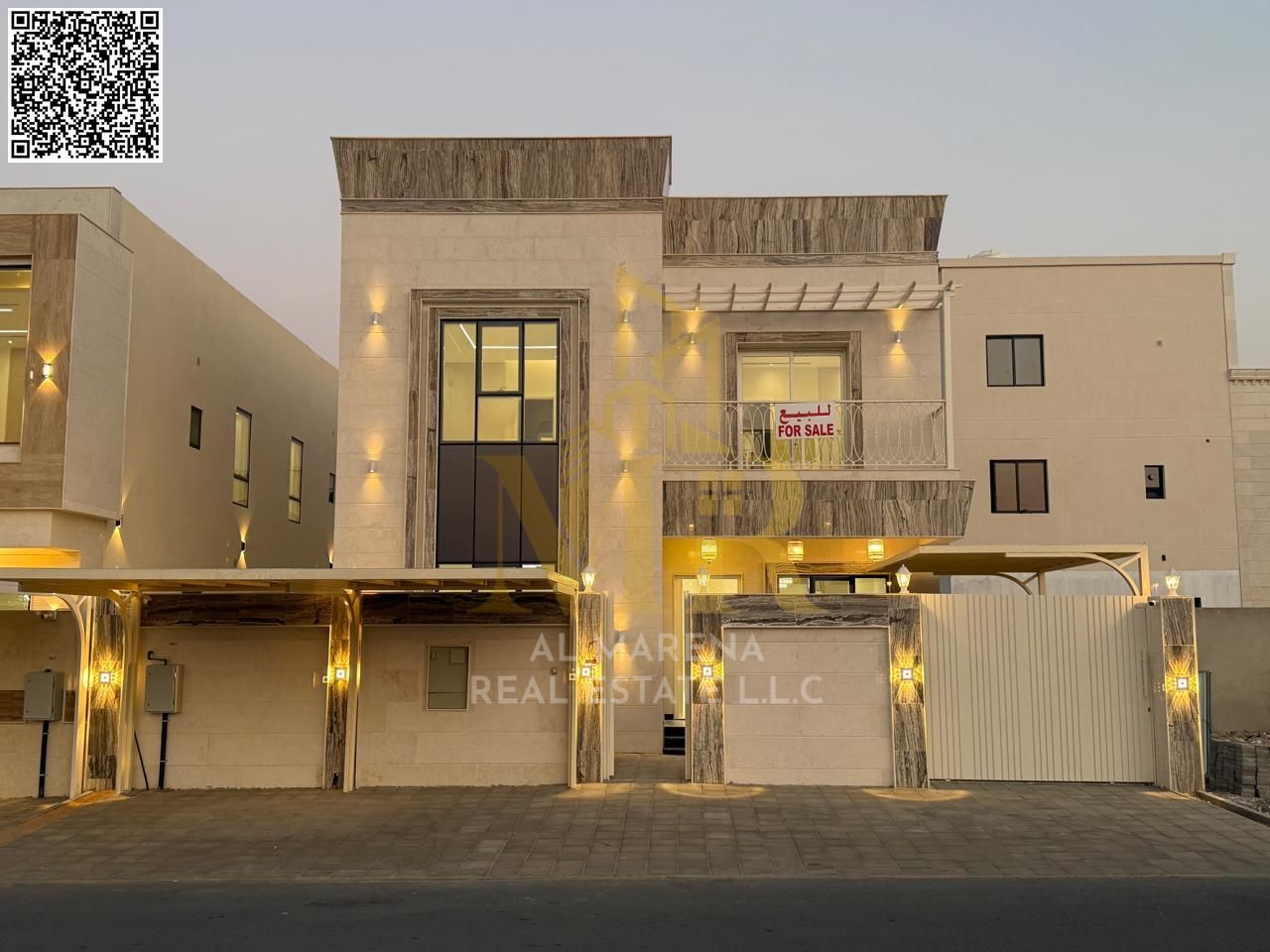 A villa with all electricity, water and air conditioning fees included, on the main street, ready to move in, in the most prestigious areas of Ajman.