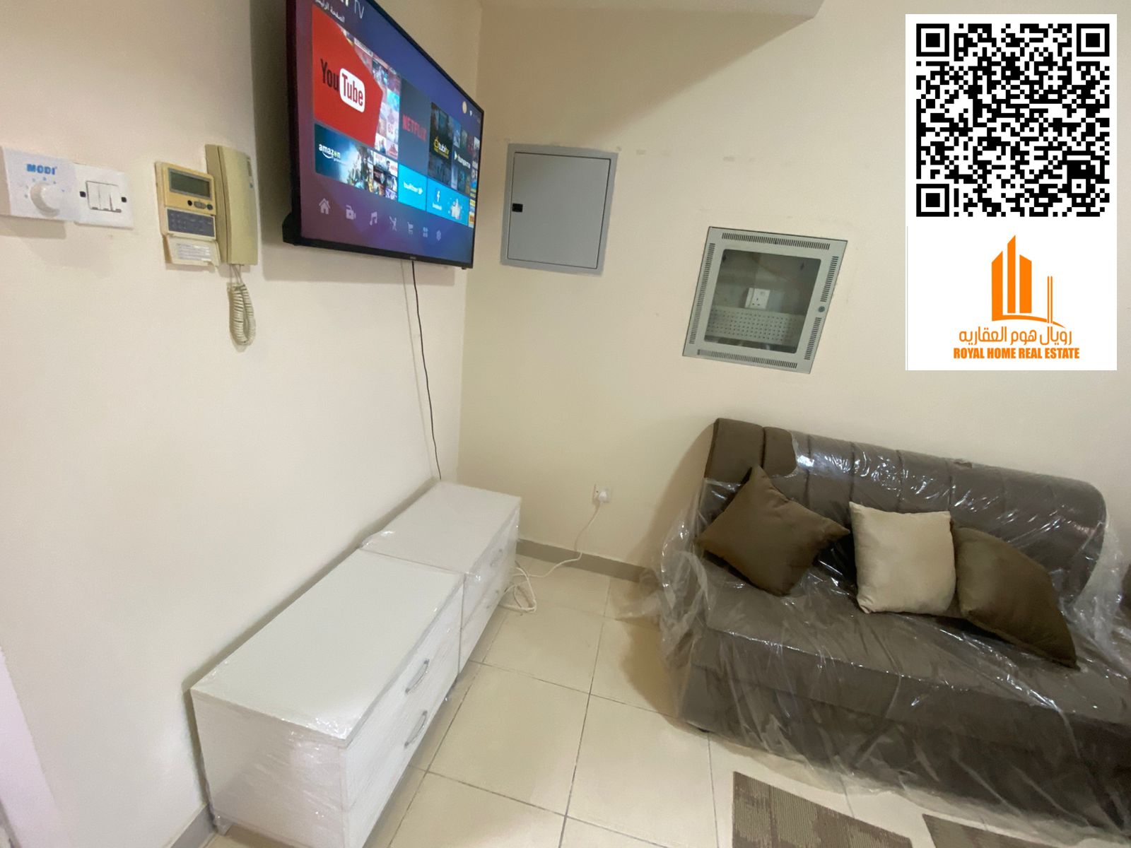 Brand-new studio for rent in Al Hamidiya – Garden City, fully furnished, balcony with a stunning view, high floor, all bills included, new furniture,
