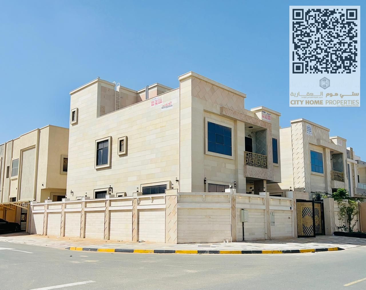 Majlis and comfortable living hall 6 master bedrooms 8 bathrooms Fully equipped main kitchen Additional preparatory kitchen Full central a
