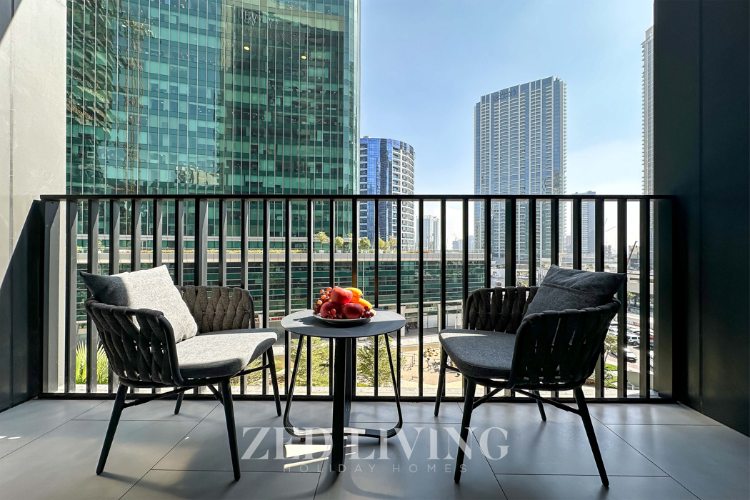 Business Bay Bliss | Balcony, Pool and Views