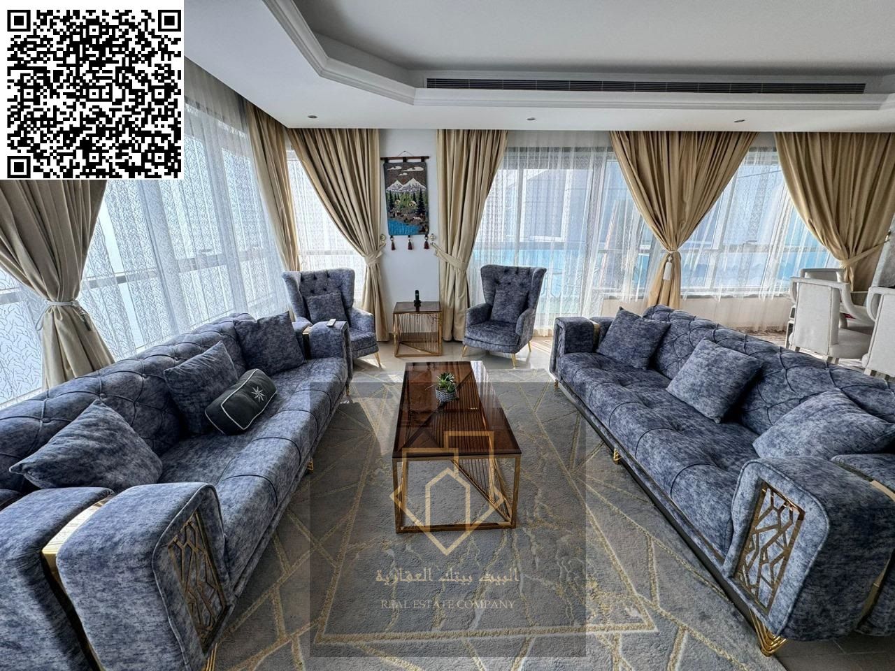 Annual rent in Corniche Tower – Ajman Fully furnished two-bedroom apartment
