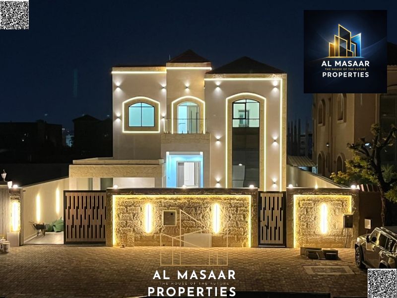 Villa for sale in Al Muwaihat 1, behind Nesto | 5 master bedrooms + living room and majlis + 2 kitchens | Includes electricity, water, and air conditi