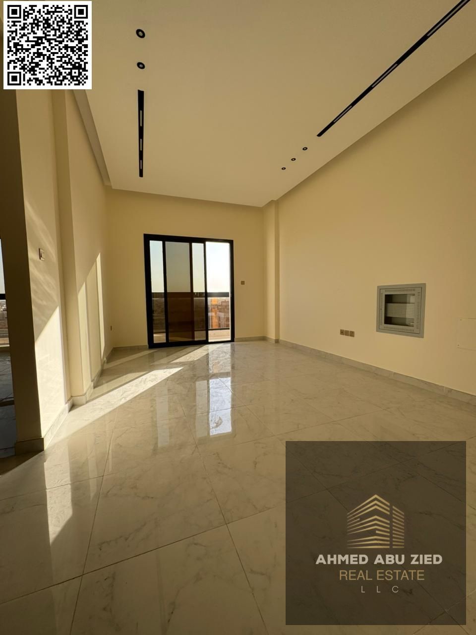 Two master bedrooms and a living room, first occupancy, for annual rent in Al Jurf 3, Ajman, near Mohammed Bin Zayed Road. Super deluxe finishing, cen