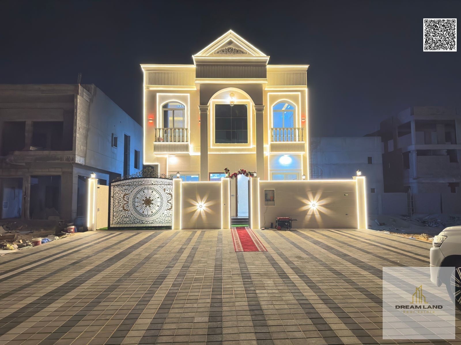Direct from the owner, including all ownership fees: a villa in one of Ajman's most luxurious villas, built and finished to a super deluxe standard, w