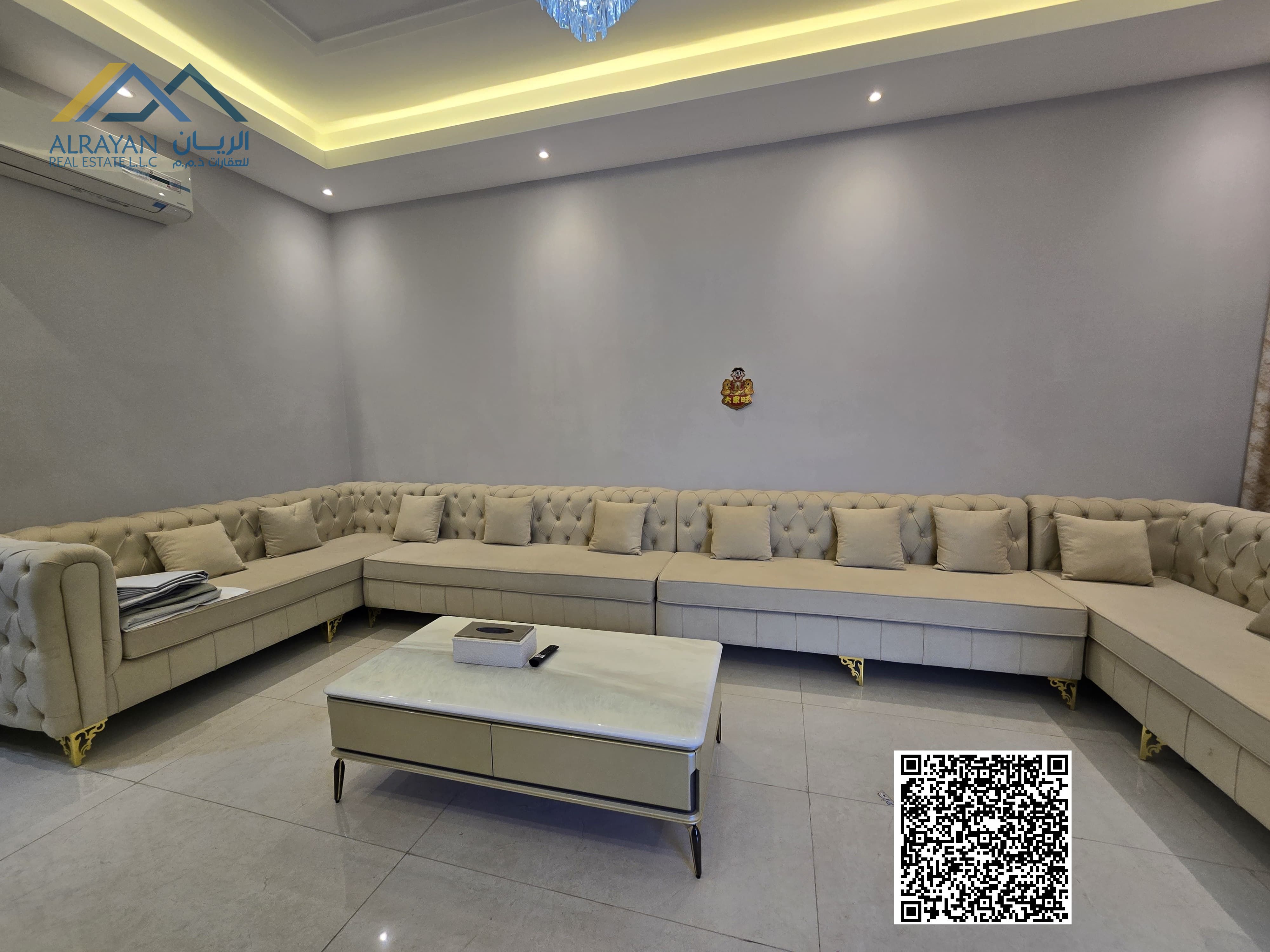 Villa for rent in Al Yasmin, fully furnished, opposite Al Rahmaniya, Sharjah. Prime location. The villa is close to the mosque and all government faci