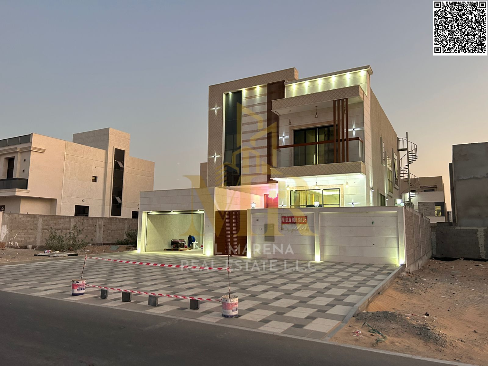 Villa for sale in Al Amerah on a 3,014 sqft land plot, consisting of two floors. The property features a practical design combining elegance and comfo