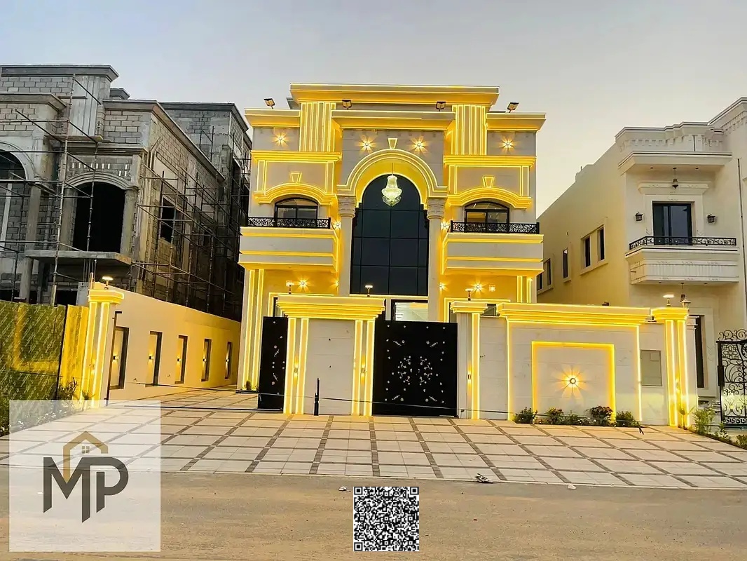 The most luxurious villas in Ajman with a sophisticated classic design, two floors + roof, at a price including registration fees, an unmissable owner
