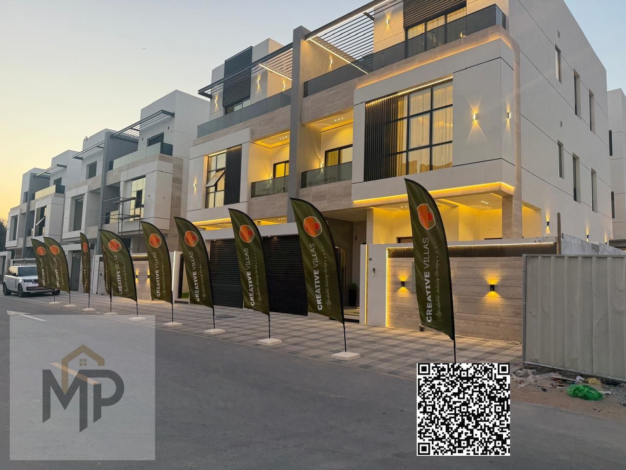 Semi-detached villas for sale in Al-Tala with a modern, sophisticated design, spacious areas, private elevator, and a distinctive rooftop terrace.