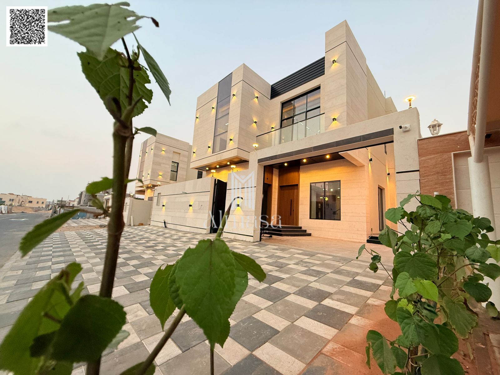 Own a European-style villa on a corner lot, with a price including registration and ownership fees. Prime location near Sheikh Mohammed Bin Zayed Road