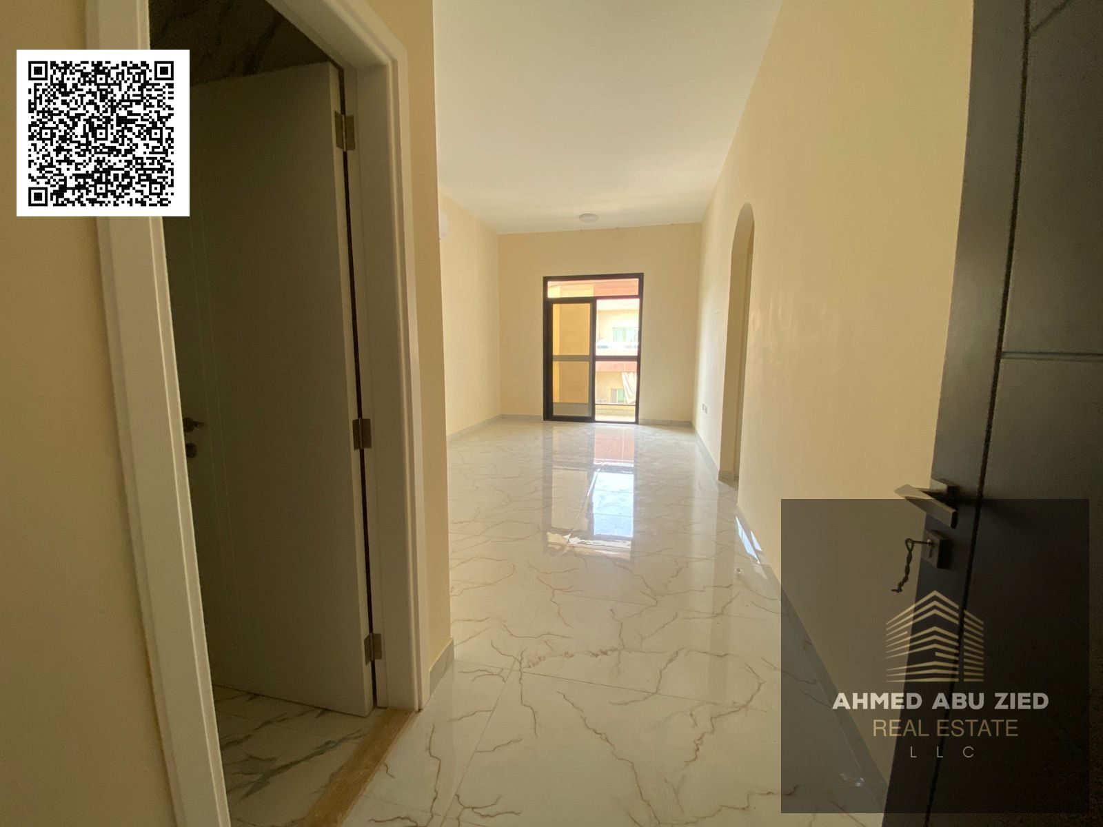 Master bedroom and living room with an open view in Rawda 2 – Central air conditioning – Prime location near Mohammed Bin Zayed Road and Sheikh Ammar