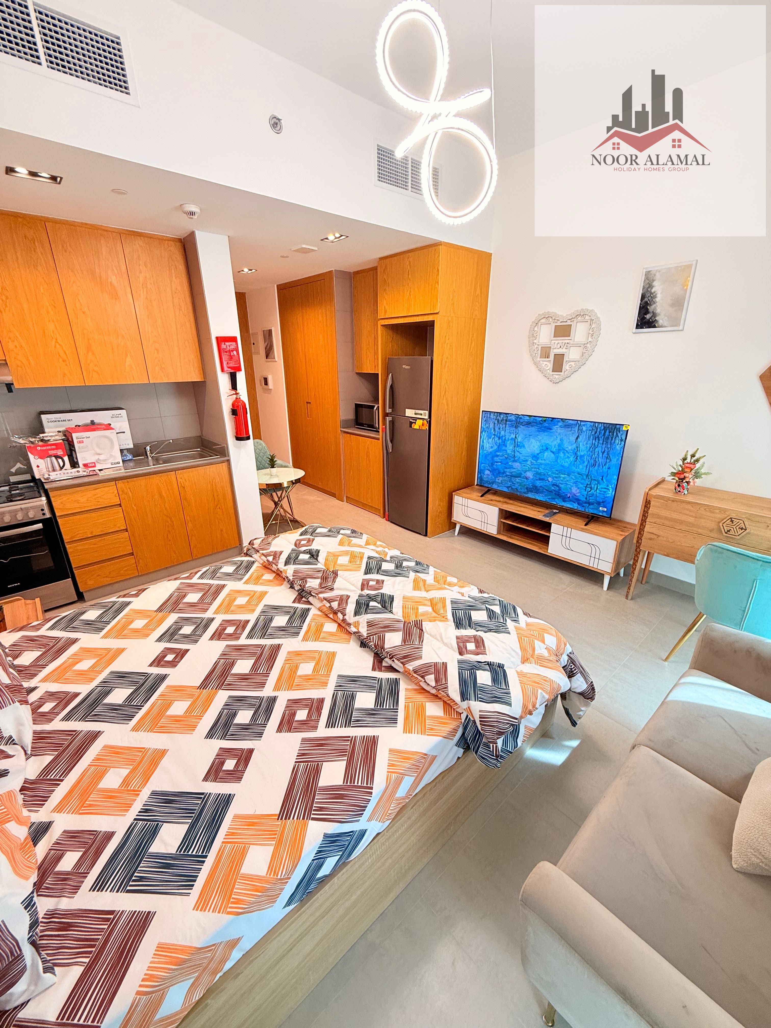 Furnished Studio Apartment – Hotel-Style Furniture – Brand New (First Tenant) Located in Al Mamsha – Sharjah Unit Details:
