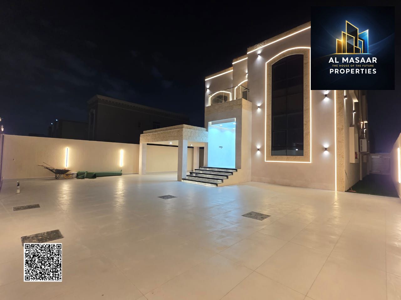 Villa for sale in Al Muwaihat 1, behind Nesto | 5 master bedrooms + living room and majlis + 2 kitchens | Includes electricity, water, and air conditi