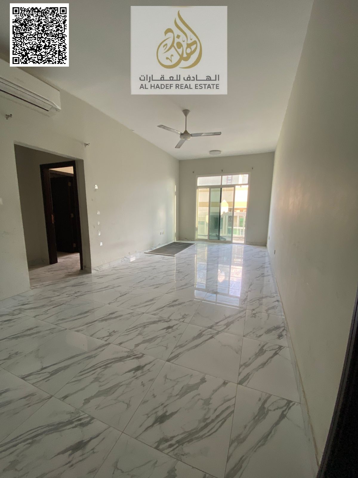 One-bedroom apartment with a living room, two bathrooms, and a balcony. Second occupancy. Very spacious. Located in Al Rawda 3, Al Salam Street, near