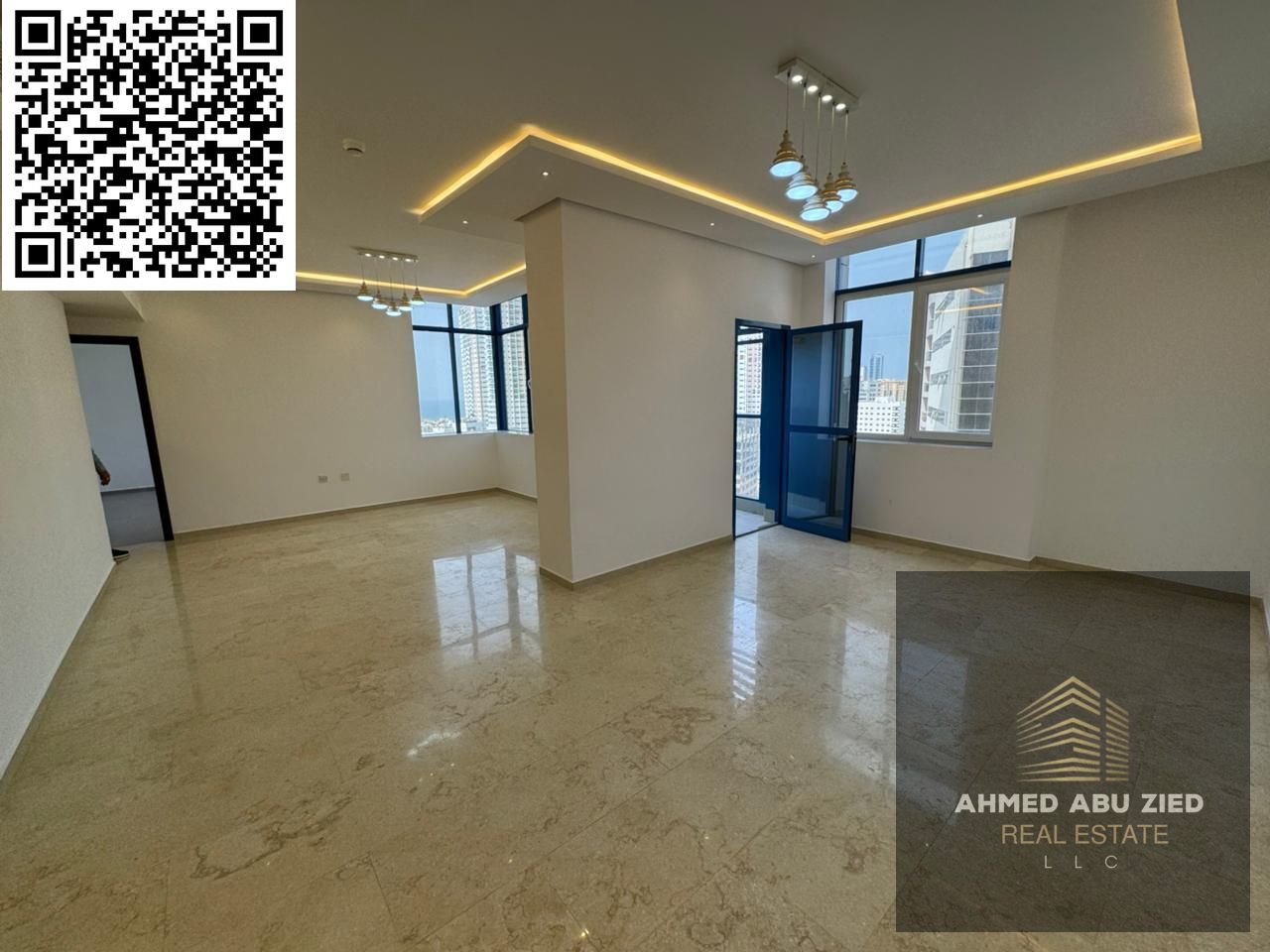 Luxury 2BR apartment for annual rent with sea view in Al Nuaimiya 3 Ajman featuring 2 halls, large kitchen, super deluxe finishing, balcony, and free