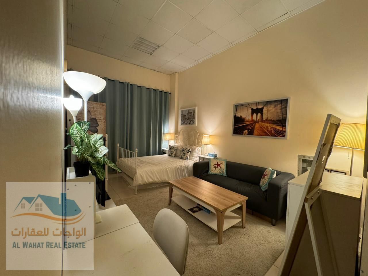 Furnished studio apartment for monthly rent in Ajman, Al Hamidiya area, opposite Ajman Police Station.