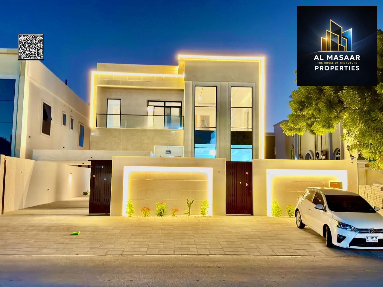 Modern villa design, 5000 sq m, close to the mosque and main street, price includes air conditioning, negotiable.