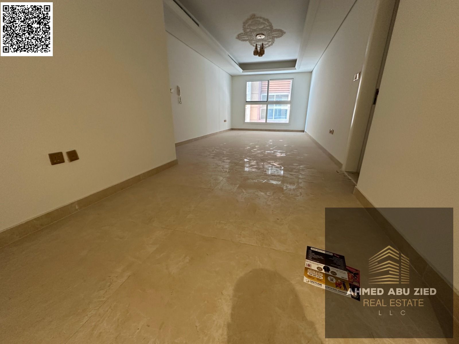 With gym & pool, largest 1BR hall for annual rent in Al Mowaihat 3, prime location, near schools, master room, balcony.
