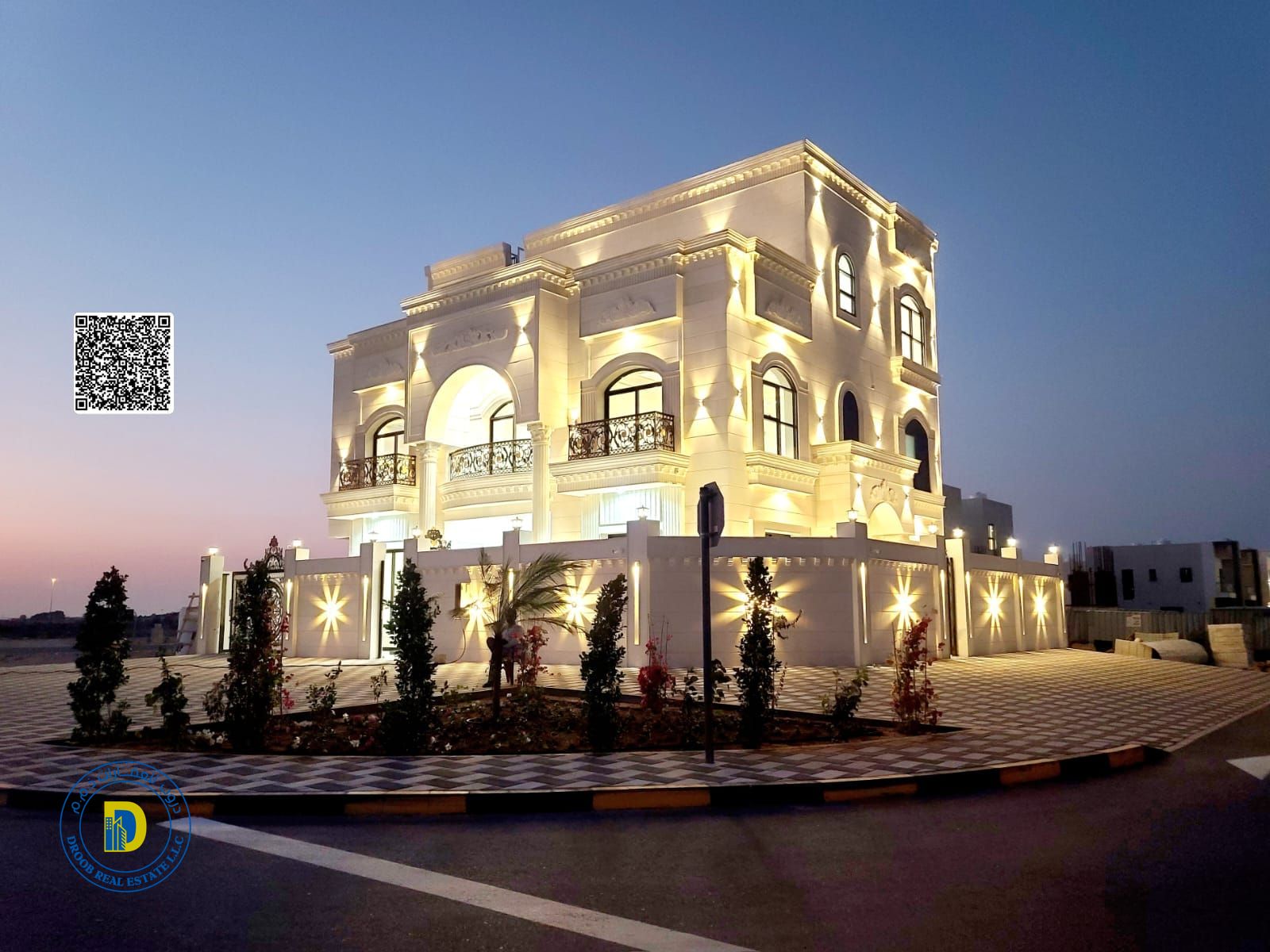 Luxury corner villa with 6 bedrooms and a roof terrace in Al Zahiyah, Ajman. Freehold ownership for all nationalities. Bank financing .