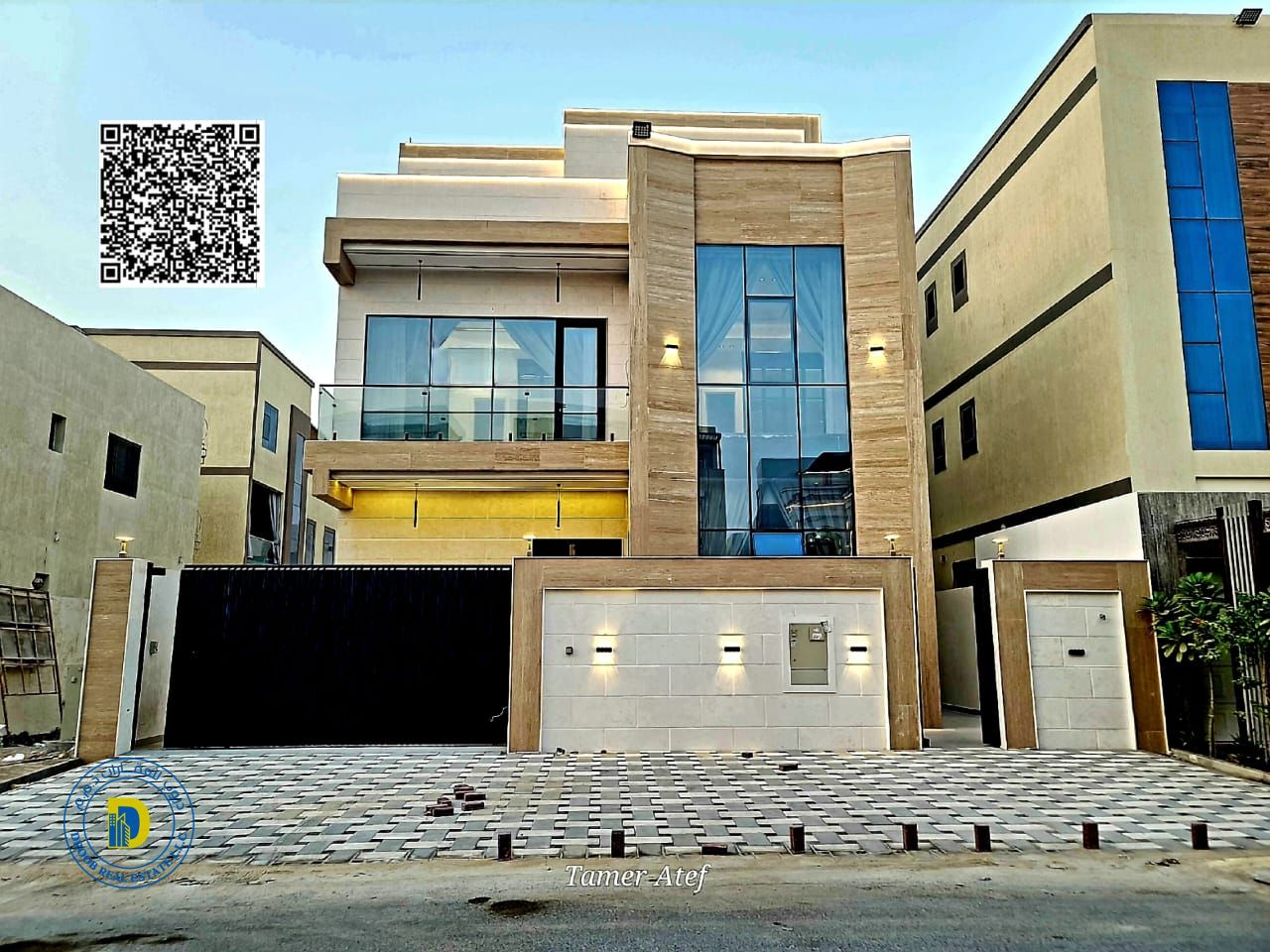 Al Bahia Villa, 7 bedrooms and a rooftop, including registration fees, electricity and water. Super deluxe finishing. Freehold . Bank financing .