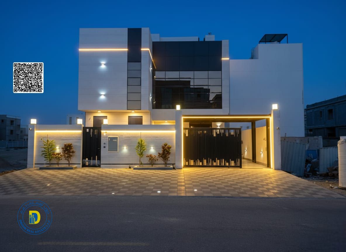 Al Bahia Villa, 6 bedrooms with a modern roof terrace, at a great price including AC , freehold , bank financing.