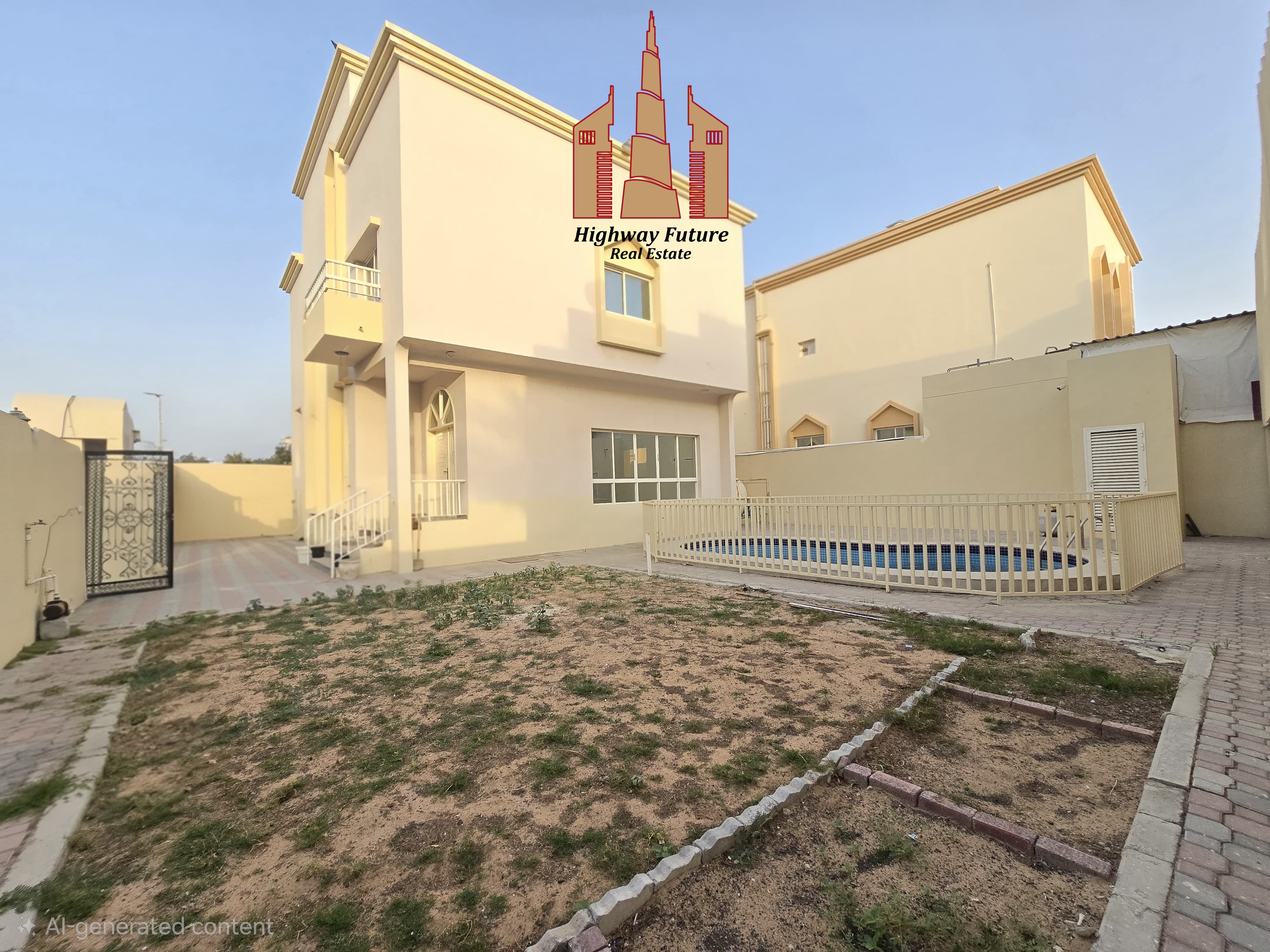 4 bedroom big hall Maid room 2 kitchen private pool garden parking All master room Balcony Rent 110k Al rifah area